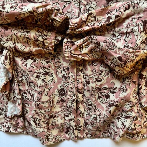 NWT Zara Girl Blouse Floral Ruffle Button Down Long Sleeve Shirt Top Sz 11-12 - Picture 11 of 12